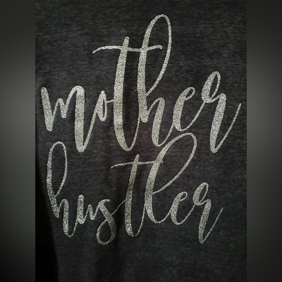 Sweetees - Mother Hustler - fleece sweater - Heather Blue w Silver Glitter sz M - Picture 4 of 7